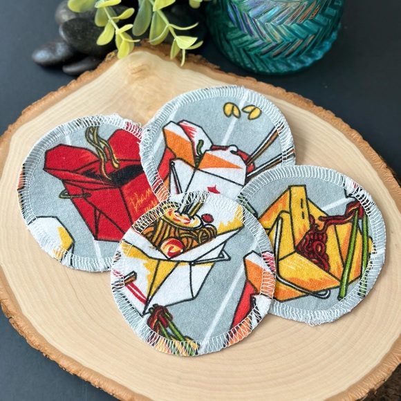 Chinese Takeout 100% Cotton Flannel Reusable Facial Rounds - Picture 1 of 4